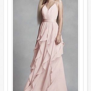 Vera wang bridesmaid V-Neck Wrapped Bodice Dress